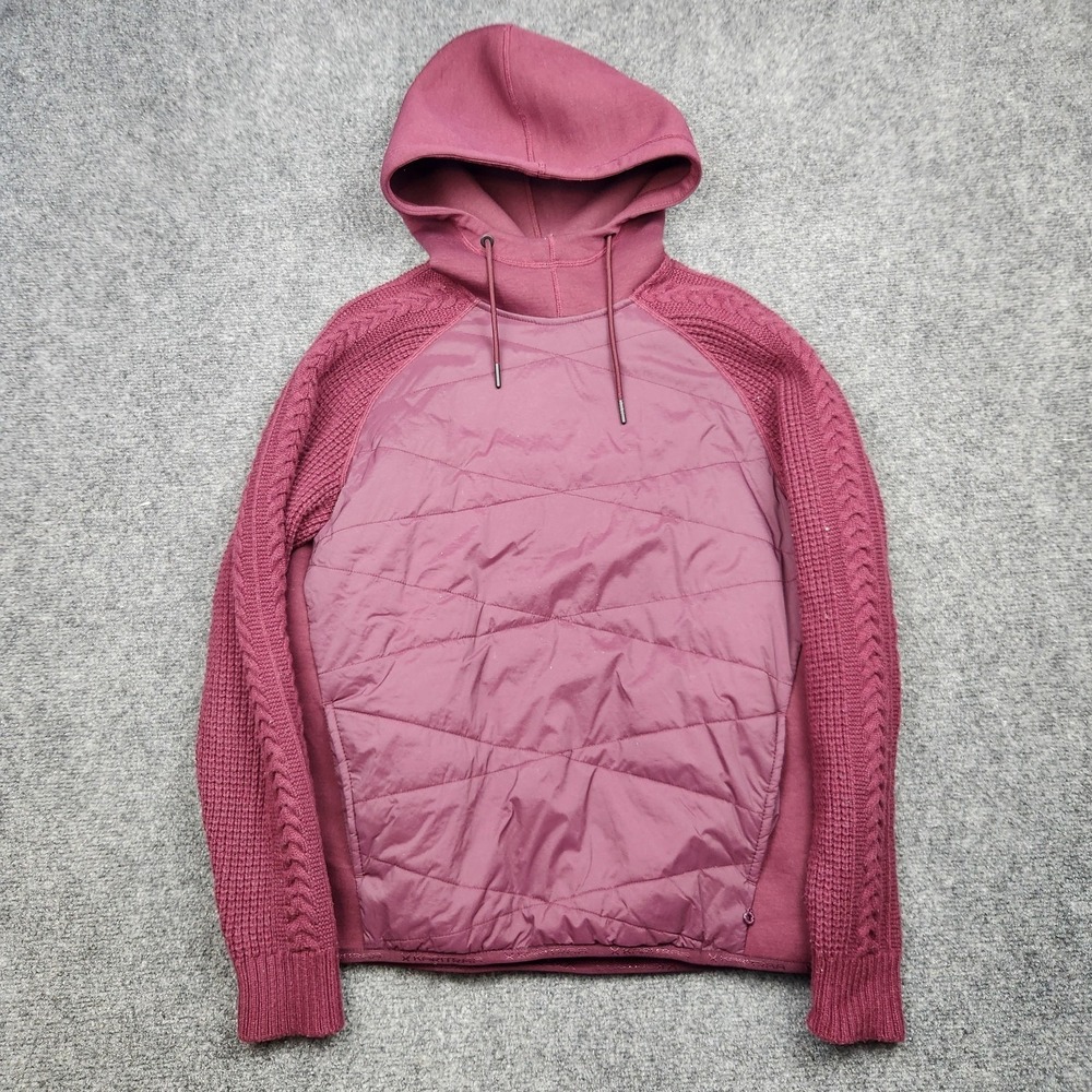 Kari Traa Hoodie Womens Small Purple Quilted Wool Cable Knit‎ Pullover Sweater